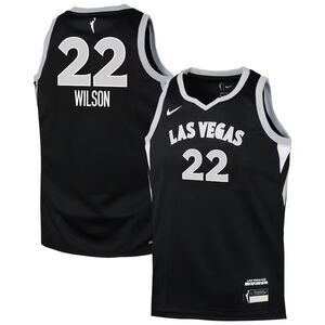 A'ja Wilson Youth Las Vegas Aces Nike Black Explorer Edition Jersey YthL WNBA